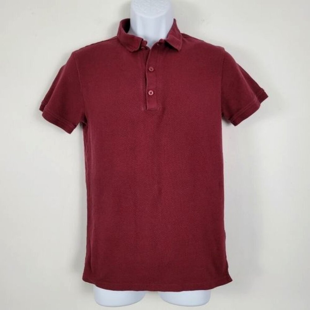 Peter Werth N.1 Baran Waffle Knit Burgundy‎ Polo Shirt Size Small